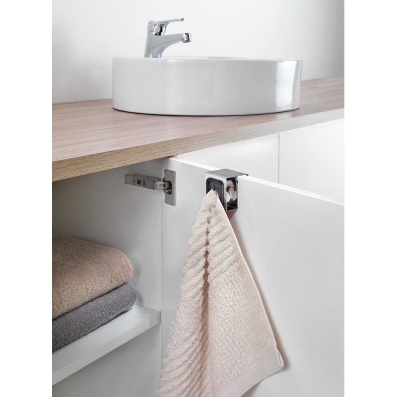 Metaltex porte-serviettes porte placard, carré, argent/gris, 50×40×50 mm