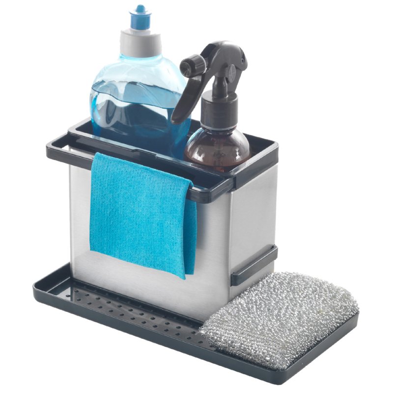 Metaltex sink organiser Tidytex INOX, silver/black, 240×130×140 mm