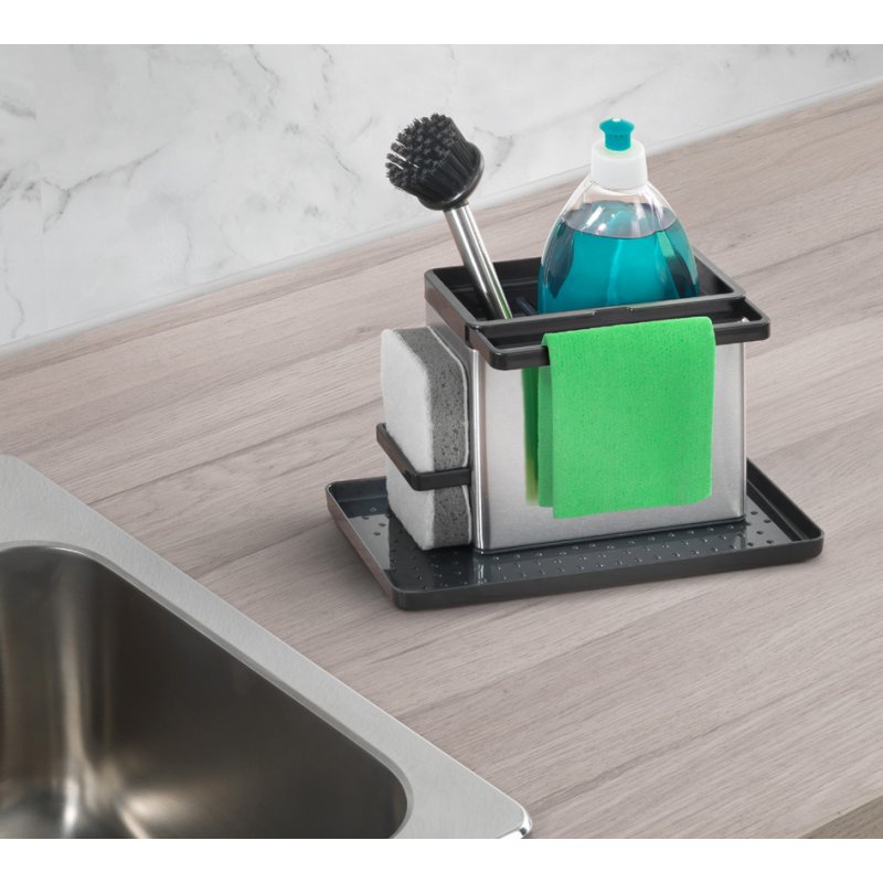 Metaltex sink organiser Tidytex INOX, silver/black, 240×130×140 mm