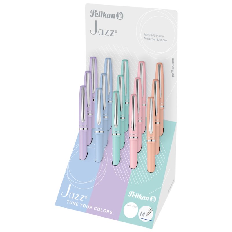 Pelikan stylos Jazz Pastel, mécanisme rotatif, 15 pièces
