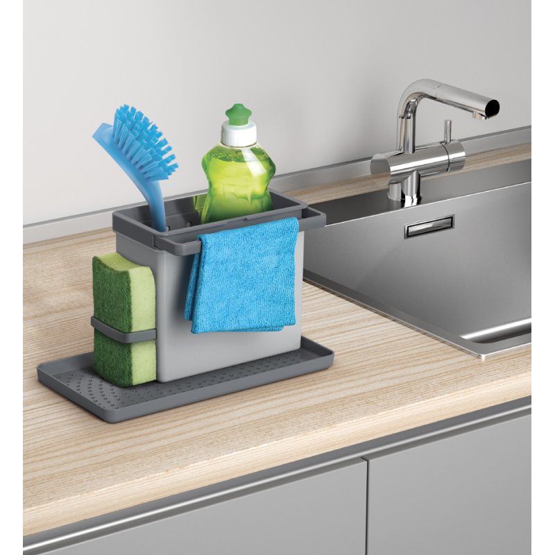 Metaltex organisateur d'évier Tidytex, plastique, gris, 240×130×140 mm