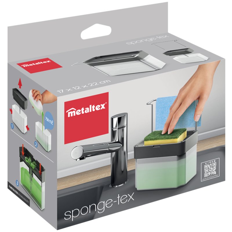 Metaltex soap dispenser Spongetex, 0.75 litres, plastic, grey