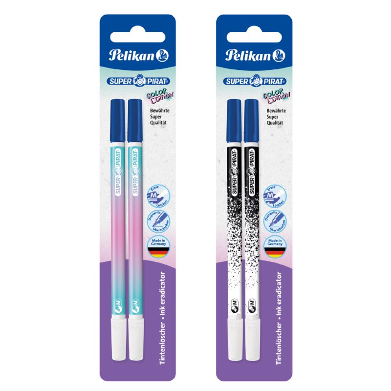 Pelikan ink eraser Super Pirat Color Edition, wedge-shaped tip, royal blue, 2 pieces