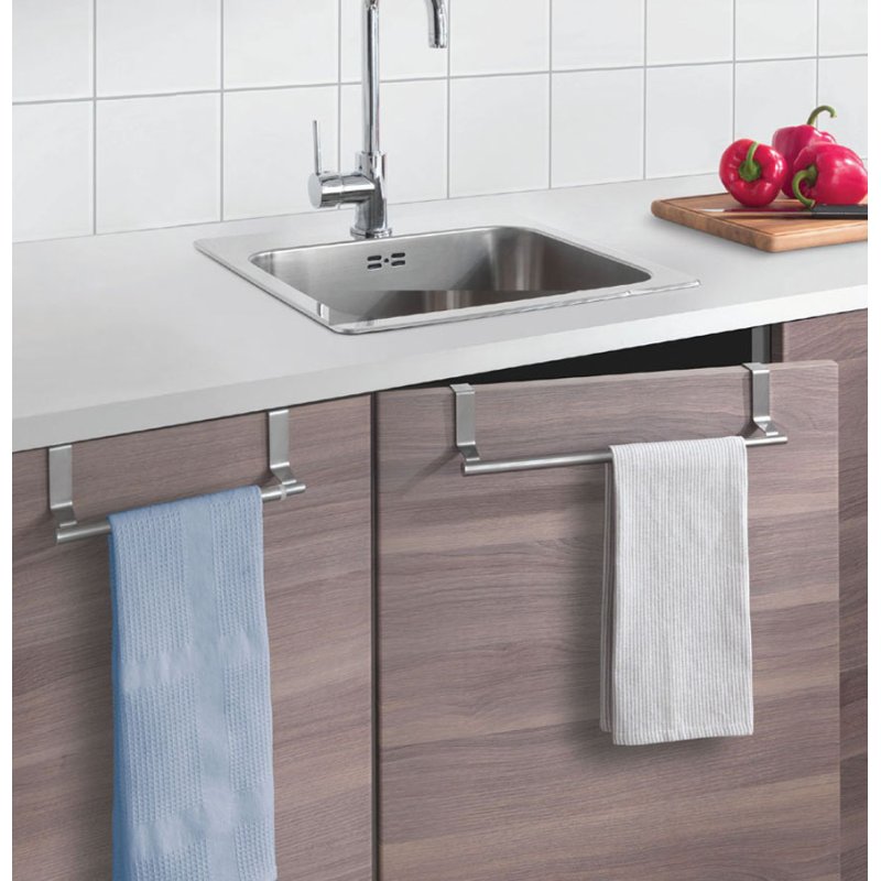 Metaltex porte-serviettes extensible, acier inoxydable, porte placard, 225-345 mm