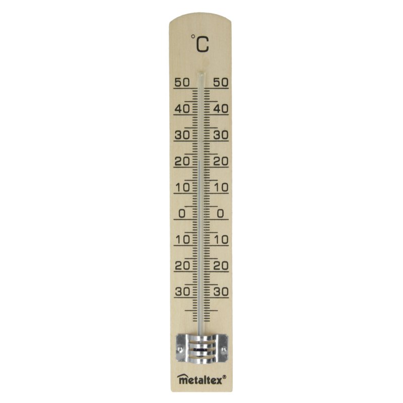 Metaltex thermomètre intérieur bois de hêtre, marron, sans mercure, 30×180 mm