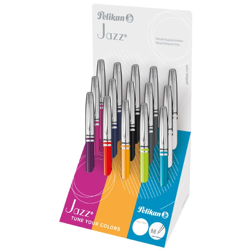 Pelikan stylo Jazz Classic, mécanisme rotatif, présentoir 15 pièces