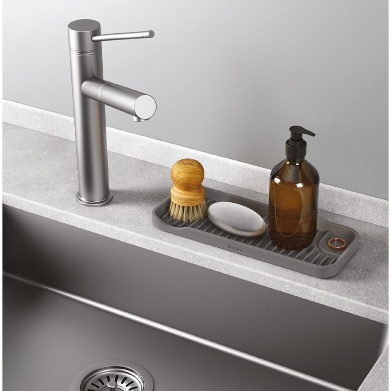 Metaltex organiseur d'évier silicone Tidy-Mat, gris, 23 cm