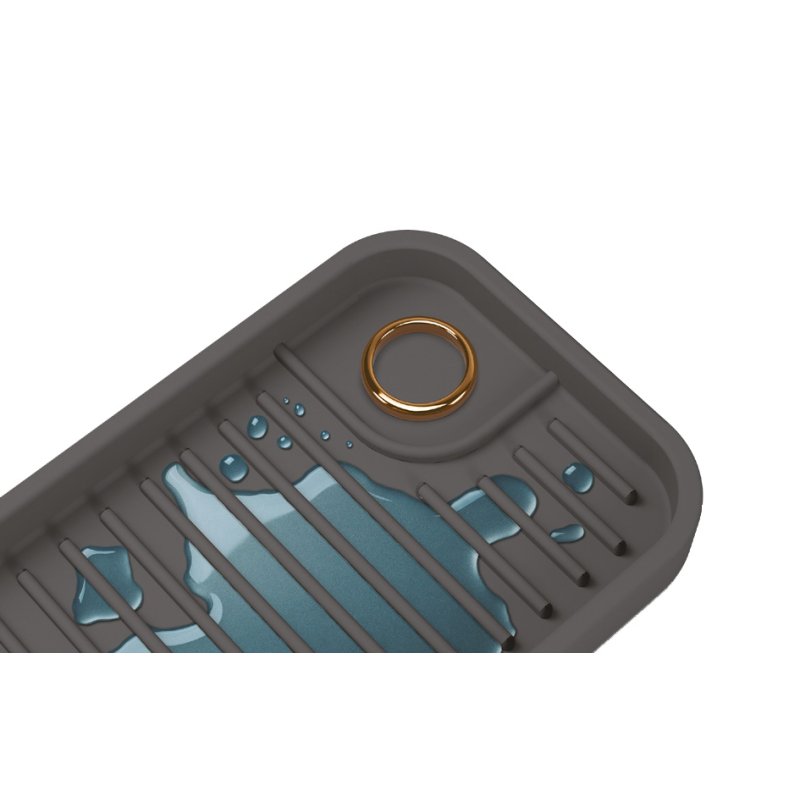 Metaltex organiseur d'évier silicone Tidy-Mat, gris, 23 cm