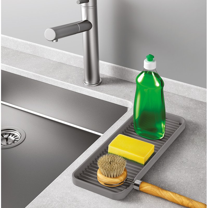 Metaltex organiseur d'évier silicone Tidy-Mat, gris, 23 cm