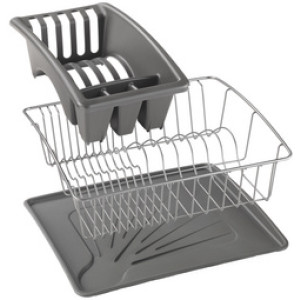 Metaltex afdruiprek Aquatex PLUS, zilver/antraciet, 35×30×11 cm