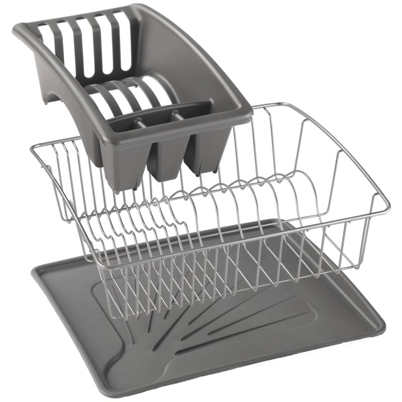 Metaltex afdruiprek Aquatex PLUS, zilver/antraciet, 35×30×11 cm