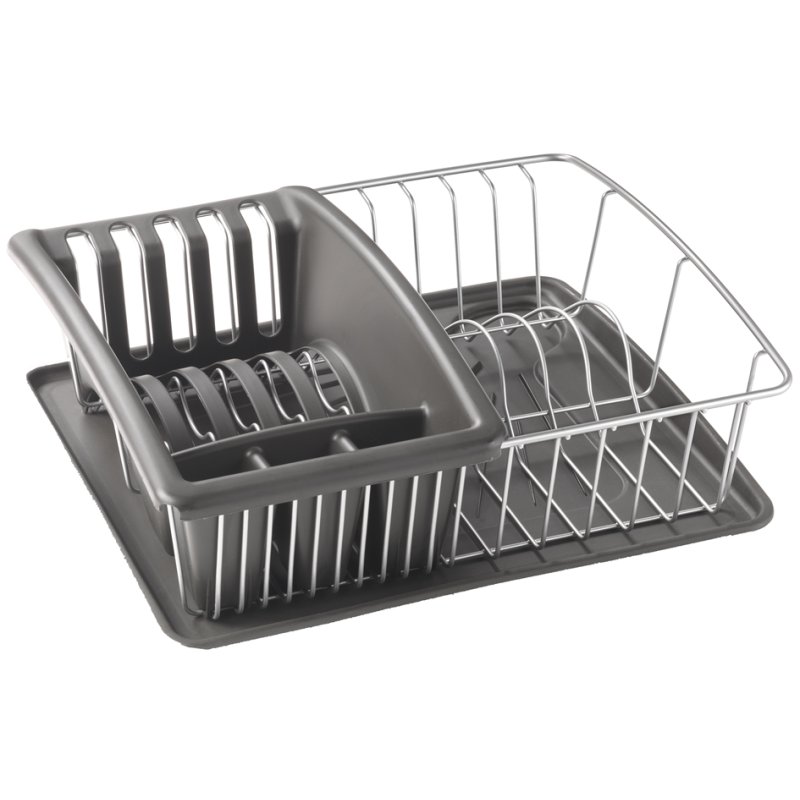 Metaltex afdruiprek Aquatex PLUS, zilver/antraciet, 35×30×11 cm
