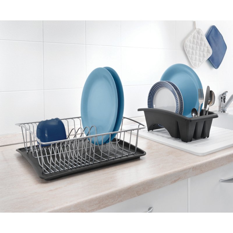 Metaltex afdruiprek Aquatex PLUS, zilver/antraciet, 35×30×11 cm