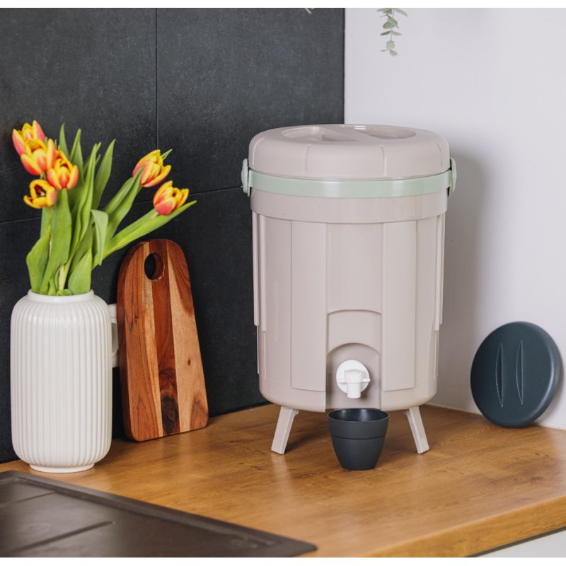 EDA Bokashi compostbak, 8 liter, kalkkleur/amandel
