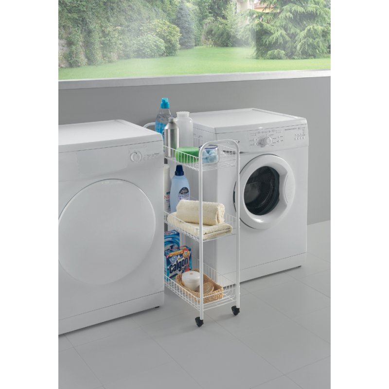 Metaltex trolley Slim 3 étages, blanc, 23×56×84 cm