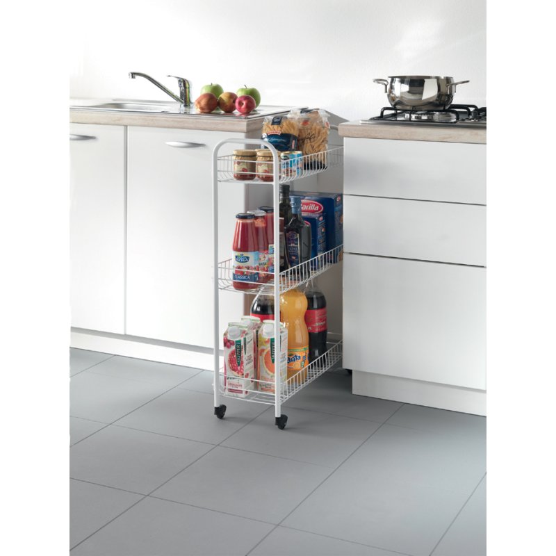 Metaltex trolley Slim 3 étages, blanc, 23×56×84 cm