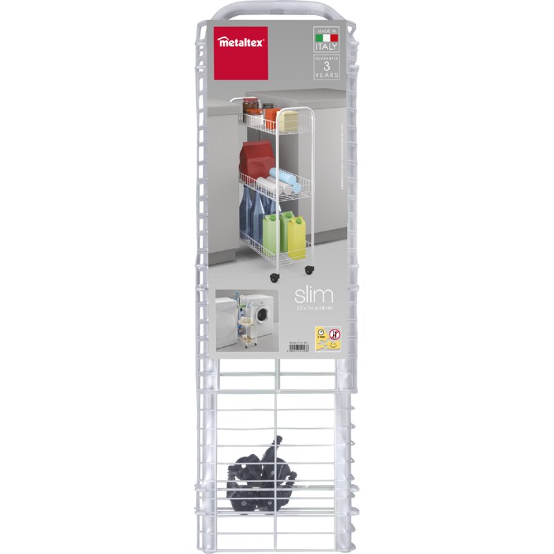 Metaltex trolley Slim 3 étages, blanc, 23×56×84 cm