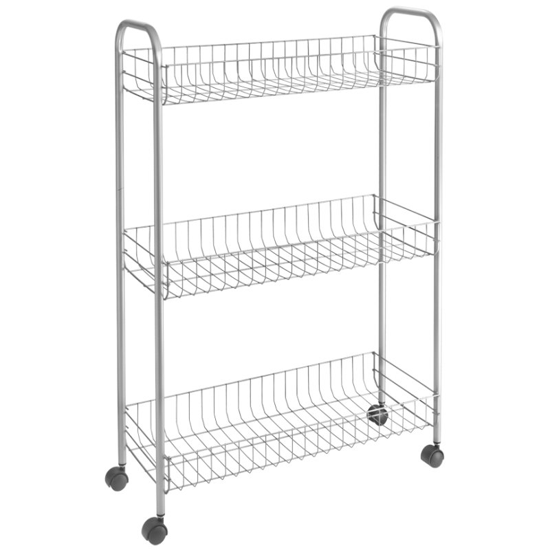Metaltex serveerwagen Slim Deluxe, 3 etages, zilvermetallic, 23×56×84 cm