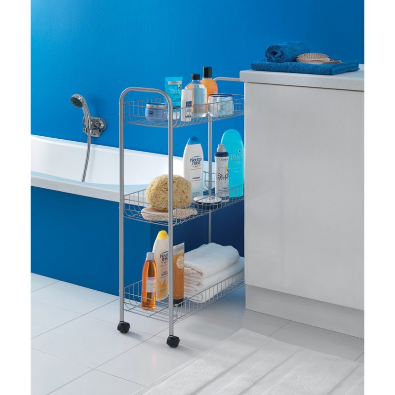 Metaltex serveerwagen Slim Deluxe, 3 etages, zilvermetallic, 23×56×84 cm