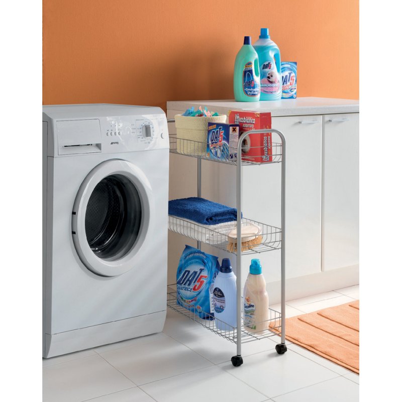 Metaltex serveerwagen Slim Deluxe, 3 etages, zilvermetallic, 23×56×84 cm