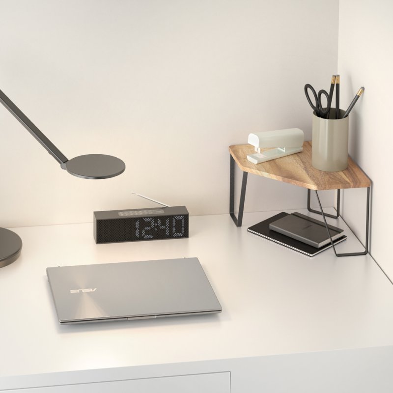 Metaltex étagère d'angle York LAVA, noir/brun, 1 étage, style industriel, 250×250×160 mm