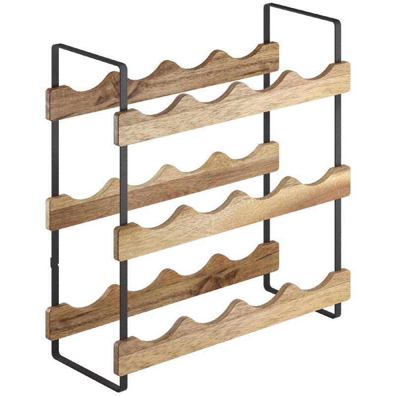 Metaltex flessenrek York LAVA, 3 etages, 12 flessen, mat zwart