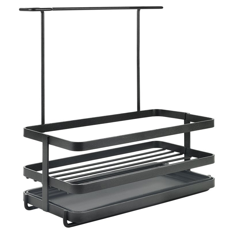 Metaltex Tokyo organiseur d'évier, noir mat, 220×110×240 mm