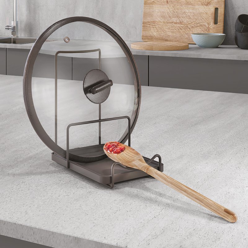 metaltex porte-couvercle et porte-cuillère Tokyo LAVA, noir mat, 170×120×190 mm
