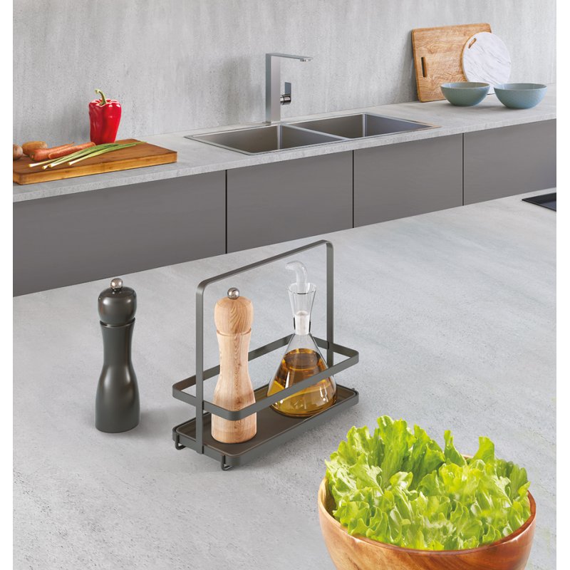 Metaltex menageset Tokyo Lava, avec poignée, noir mat, 220×110×180 mm