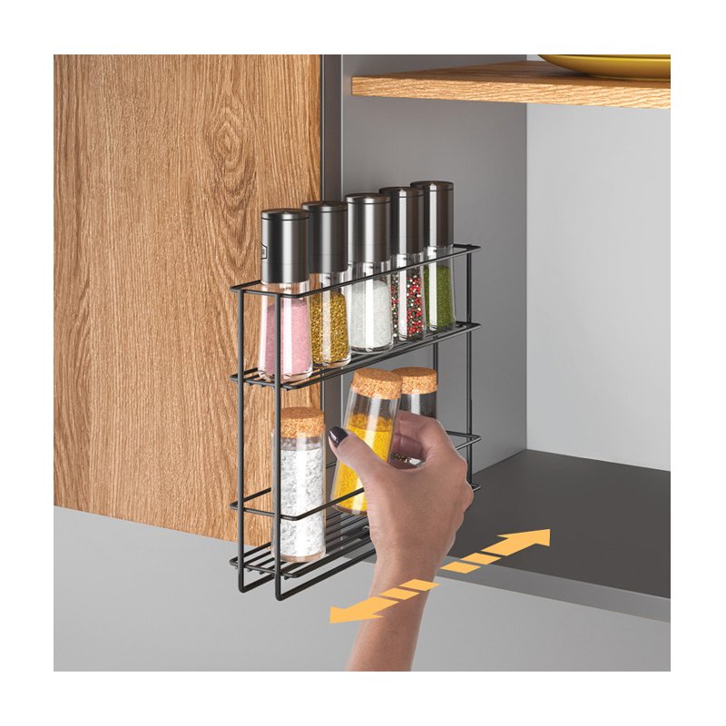 Metaltex porte-épices In & Out LAVA, extractible, noir, 60×28×22 cm
