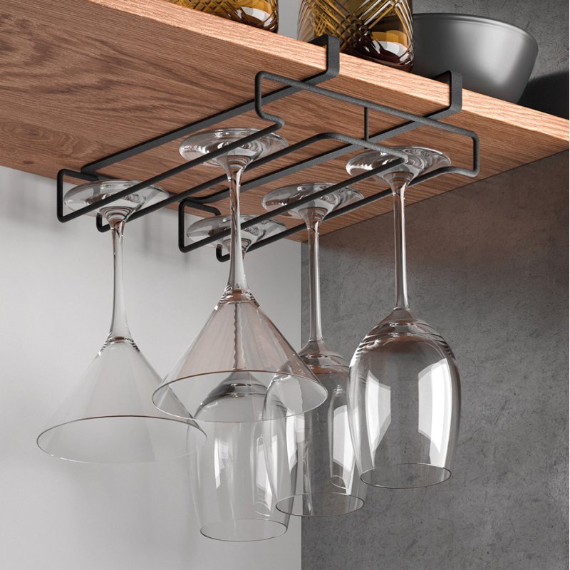 Metaltex porte-verres My-Glass LAVA, noir mat, pour 8 verres