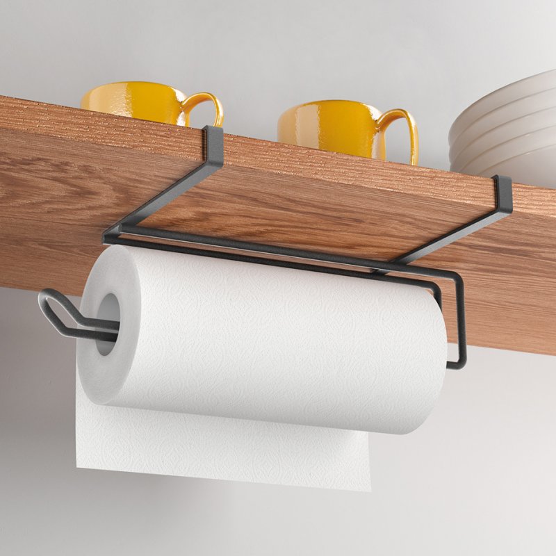 Metaltex keukenrolhouder Easy-Roll LAVA, mat zwart, gecoat metaal