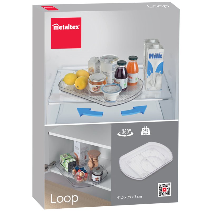 Metaltex Loop plateau tournant, plastique, transparent, 415×290×30 mm