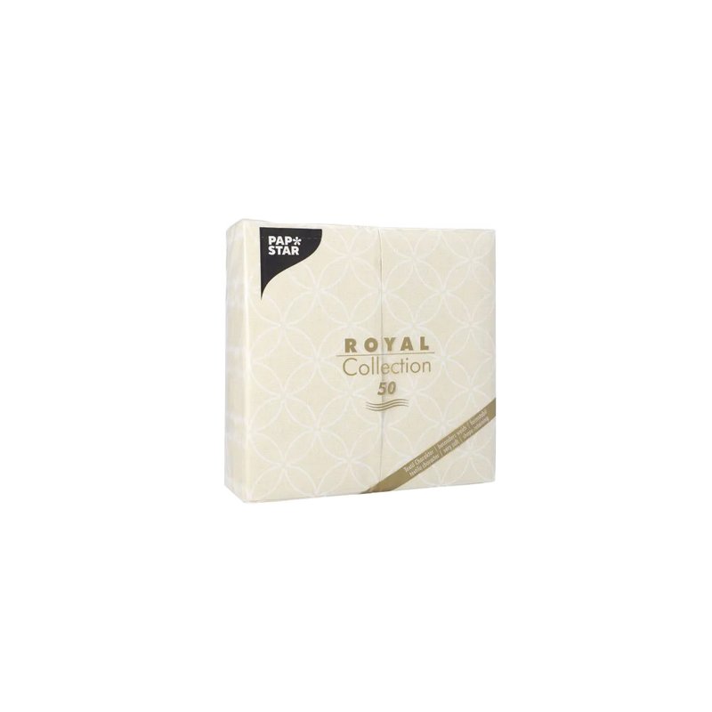 PAPSTAR serviettes bistro Royal Collection Circle Flowers, champagne, 400×400 mm, 50 pièces