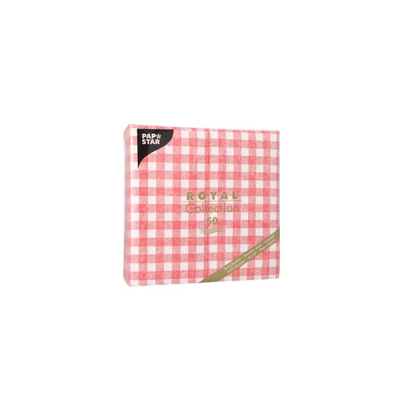 PAPSTAR serviettes de bistro Royal Collection Vichy carreaux, rouge/blanc carreaux, 400×400 mm, 50 pièces
