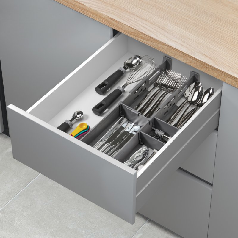 Metaltex organisateur de tiroir Multi-Fit, ABS, gris, coulissant 390-490 mm