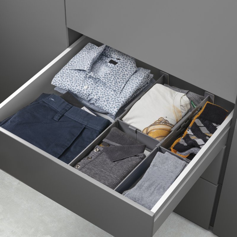 Metaltex organisateur de tiroir Multi-Fit, ABS, gris, coulissant 390-490 mm