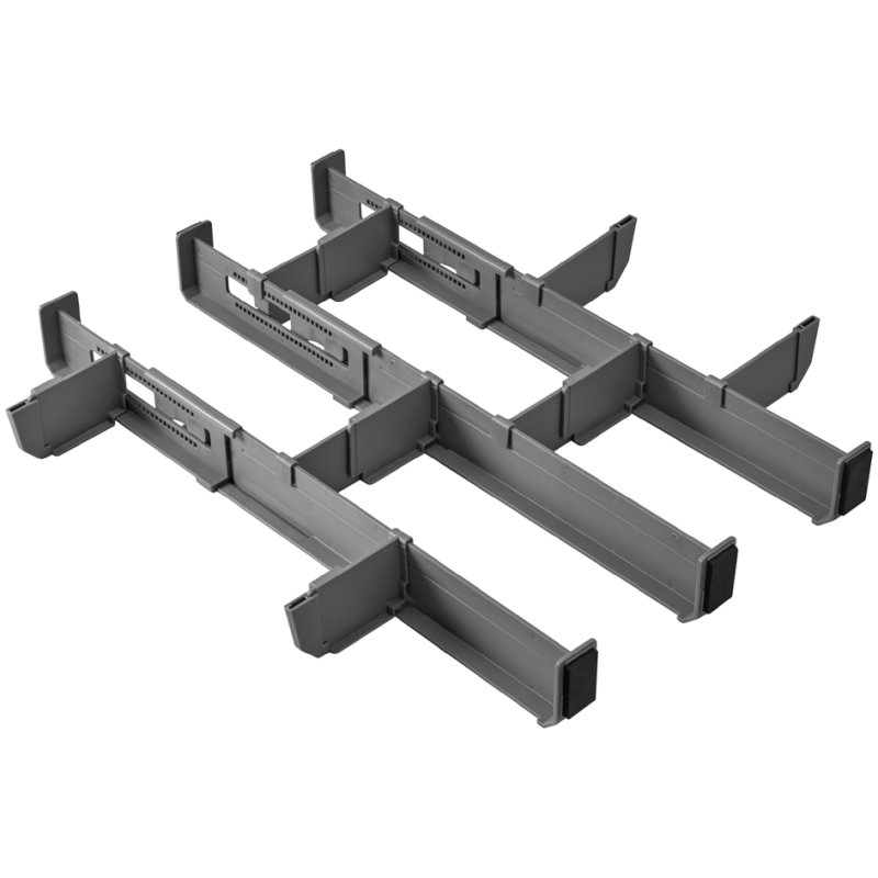 Metaltex Multi-Fit PLUS drawer organiser, adjustable, grey, ABS