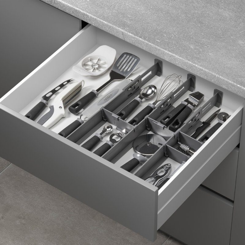 Metaltex Multi-Fit PLUS drawer organiser, adjustable, grey, ABS