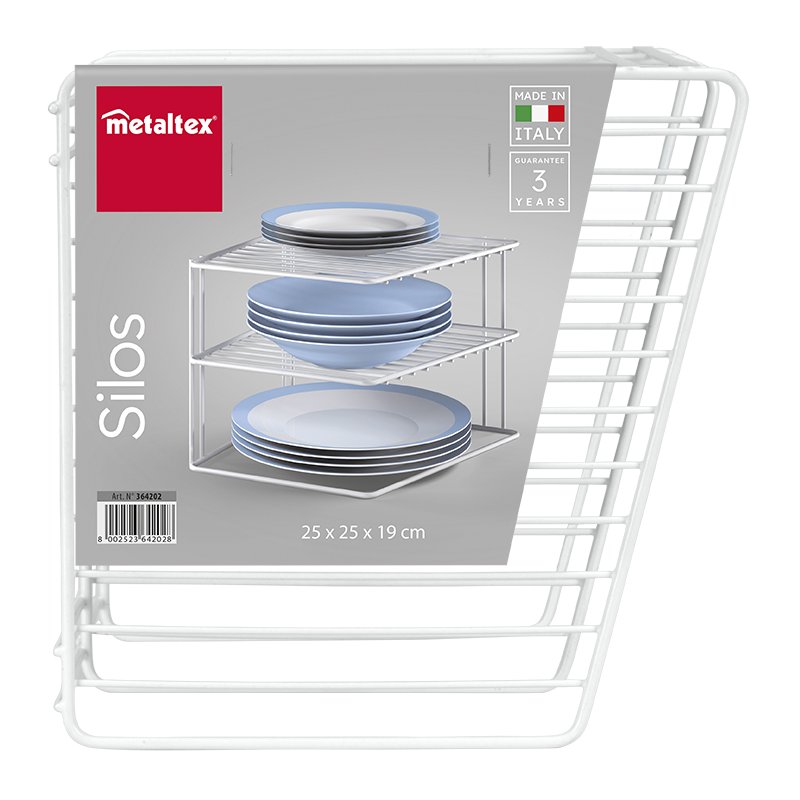 Metaltex élément d'angle Silos, 2 étages, blanc, 250×250×190 mm