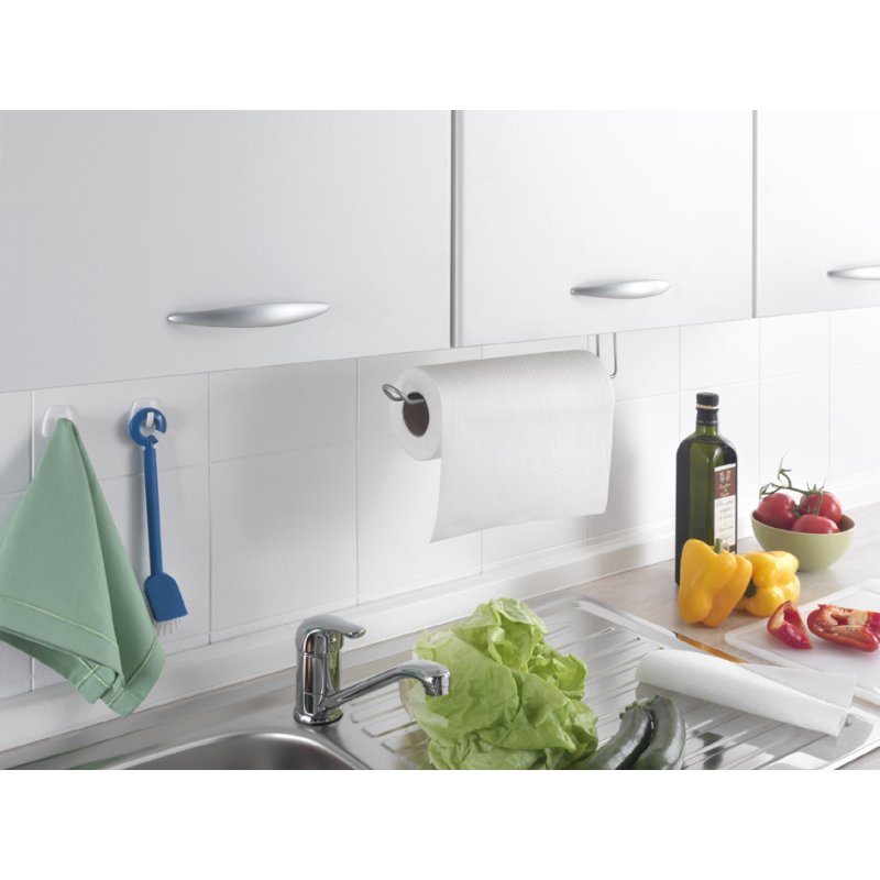 Metaltex keukenrolhouder Easy-Roll, zilverkleurig, gecoat metaal, 350×180×100 mm