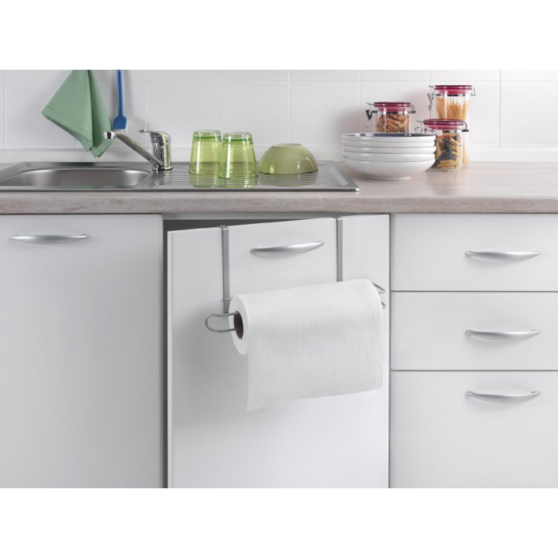 Metaltex keukenrolhouder Easy-Roll, zilverkleurig, gecoat metaal, 350×180×100 mm