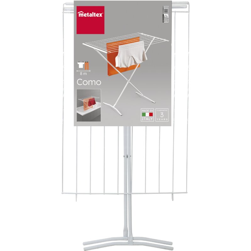 Metaltex wasdroogrek Como, drooglengte 8 meter, wit