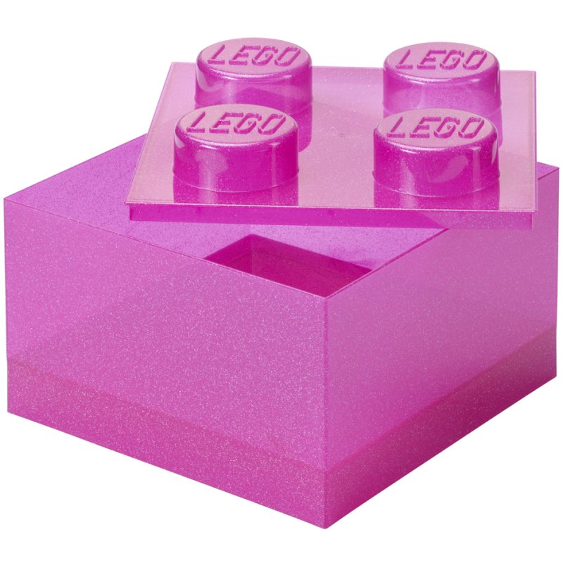Boîte de rangement LEGO 4 tenons, transparent paillettes, empilable, 5,7 litres