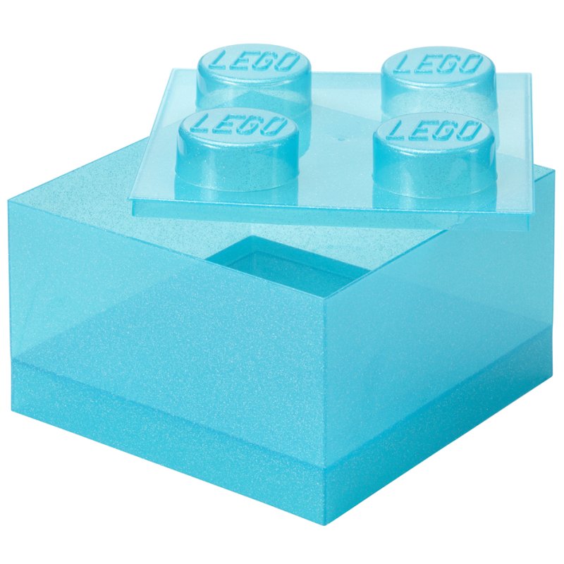 Boîte de rangement LEGO 4 tenons, transparent paillettes, empilable, 5,7 litres