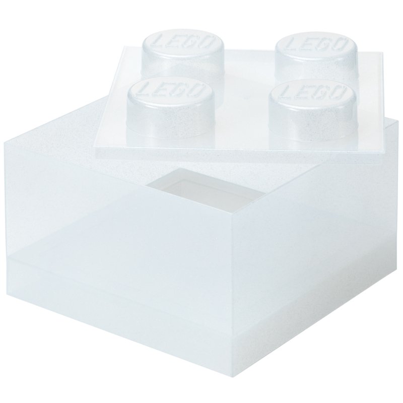 Boîte de rangement LEGO 4 tenons, transparent paillettes, empilable, 5,7 litres