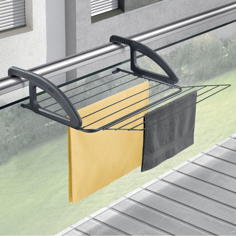 Metaltex wasdroogrek Bries ONYX, inklapbaar, mat-zwart, 6 m drooglengte