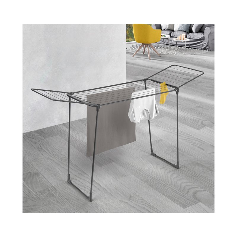 Metaltex étendeur ailé Hydra ONYX, noir mat, pliable, 18 m de longueur de séchage