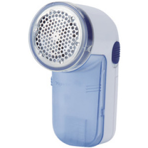 Metaltex pluizenverwijderaar, met opvangbak, blauw/wit, 2x AA batterij