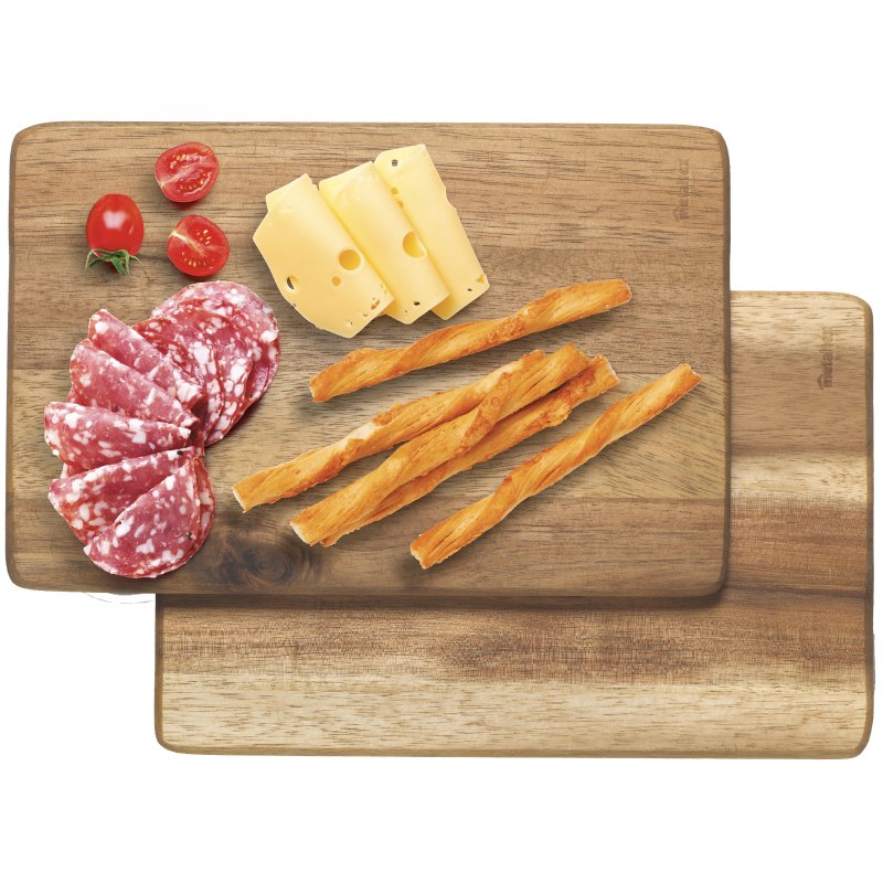 Metaltex planches à découper bois d'acacia, marron, rectangulaire, 230×150×10 mm, 2 pièces